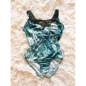 Fantasize Women’s Teal Green Tie Dye One Piece Swim Suit size XL
